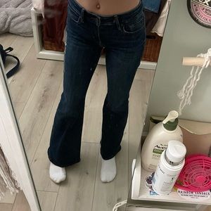 American Eagle Low Rise Flair Dark Wash Flairs